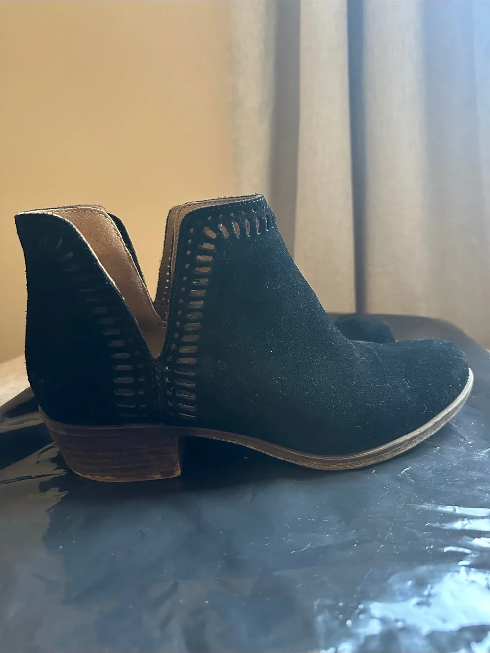 Black suede booties